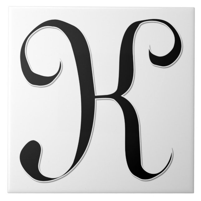 Geessele Letter K in Black Monogram Tile (Front)