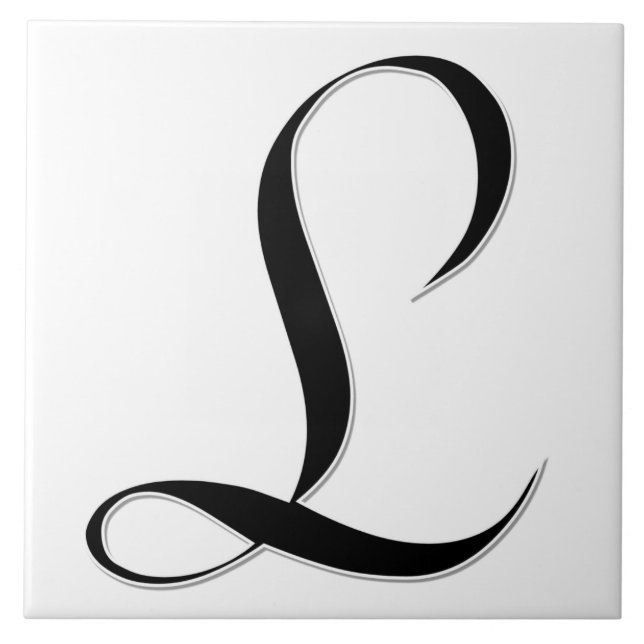 Geessele Letter L in Black Monogram Tile (Front)