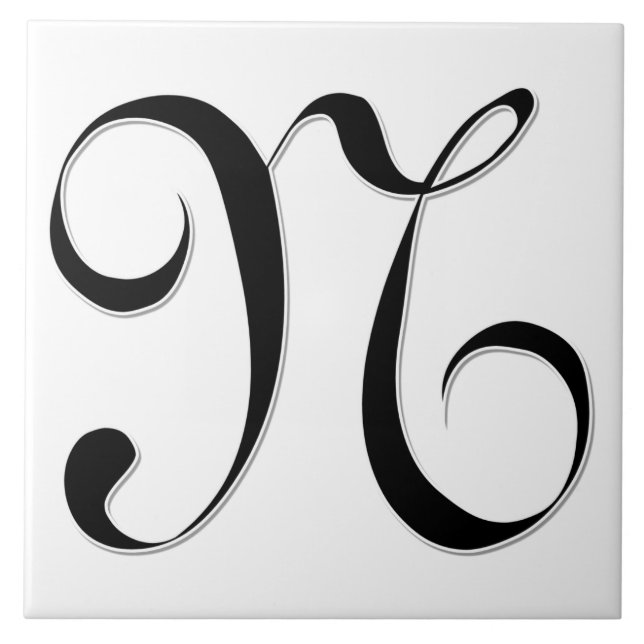 Geessele Letter N in Black Monogram Tile (Front)