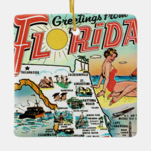Geetings From Florida Ceramic Ornament