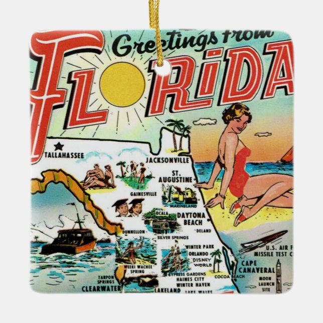 Geetings From Florida Ceramic Ornament (Front)