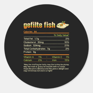 Gefilte Fish Nutrition Facts Family Matching Chris Classic Round Sticker