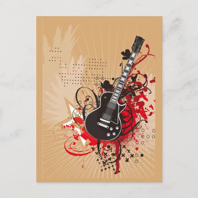 GEGV GRUNGE ELECTRIC GUITAR VECTOR GRAPHIC MUSIC R POSTCARD (Front)