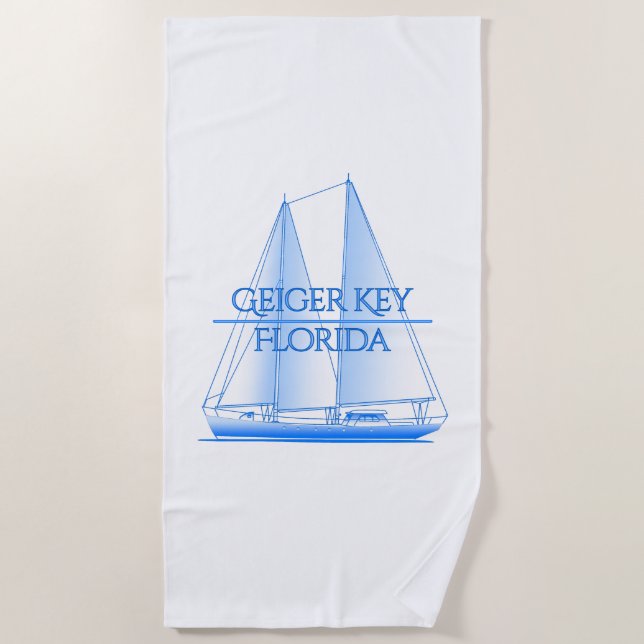 Geiger Key Coastal Nautical Sailing Sailor Beach Towel (Front)