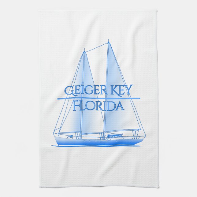 Geiger Key Coastal Nautical Sailing Sailor Kitchen Towel (Vertical)