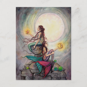 Geimini Mermaids Carte postale Imaginaire Art