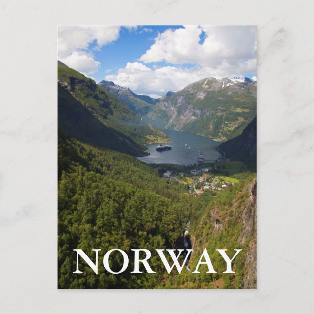Geiranger Fjord landscape, Norway Postcard (Front)
