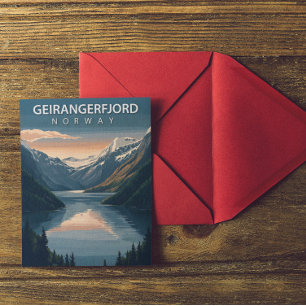 Geirangerfjord Norway Scandinavia Vintage Travel Postcard