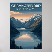 Geirangerfjord Norway Snowy Mountains Travel