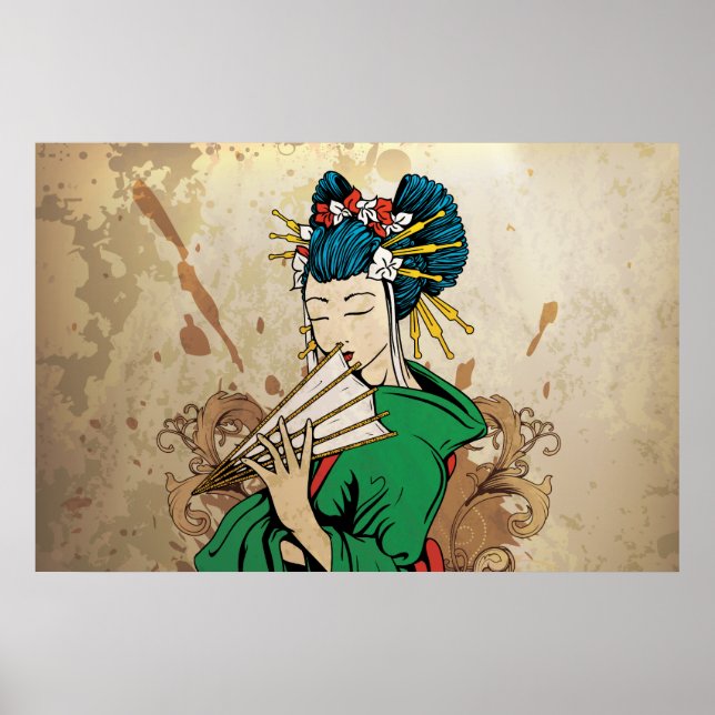 Geisha 芸者 Japanese horizontal print poster (Front)
