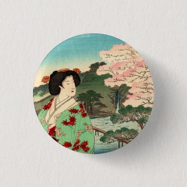 Geisha 1 Inch Round Button (Front)