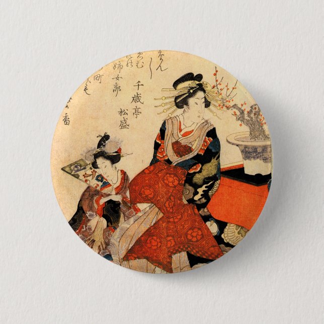 Geisha 2 Inch Round Button (Front)