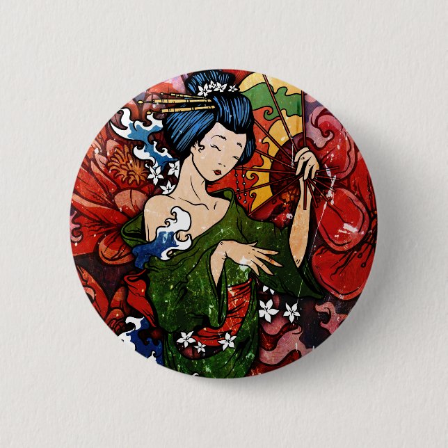 Geisha 2 Inch Round Button (Front)