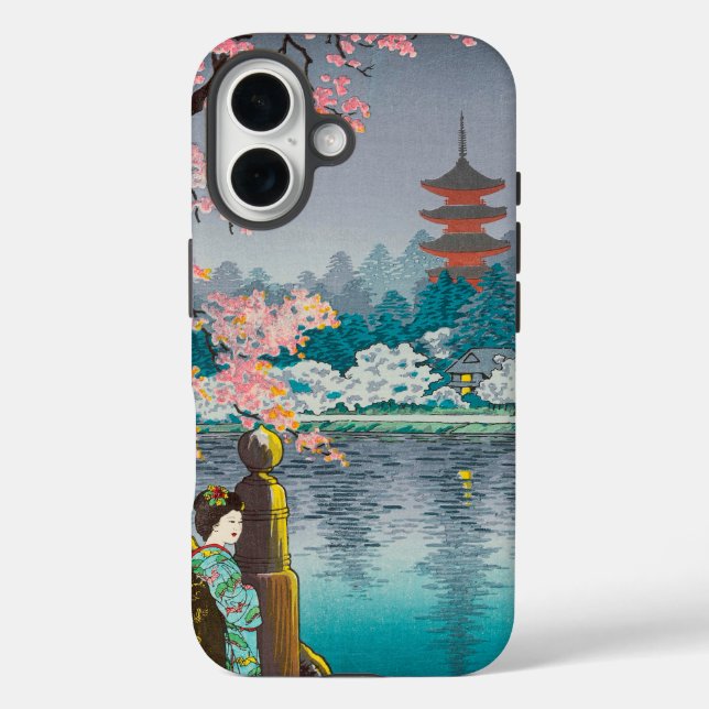 Geisha and Cherry Tree, Ueno Park japanese scenery Case-Mate iPhone Case (Back)