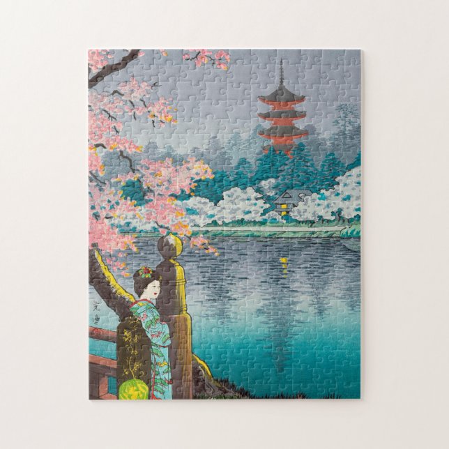Geisha and Cherry Tree Ueno Park japanese scenery Jigsaw Puzzle (Vertical)