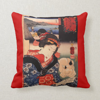 Geisha and Her Cat Throw Cushion