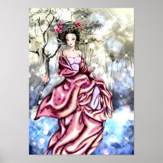 Geisha anime art poster