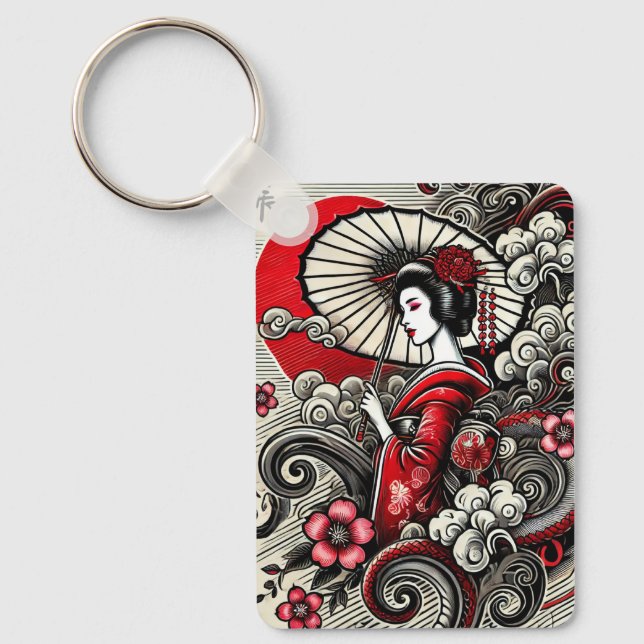 Geisha Art Keychain - Japanese Elegance (Front)