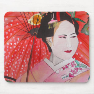 Geisha art with Red Umbrella Mouse Pad