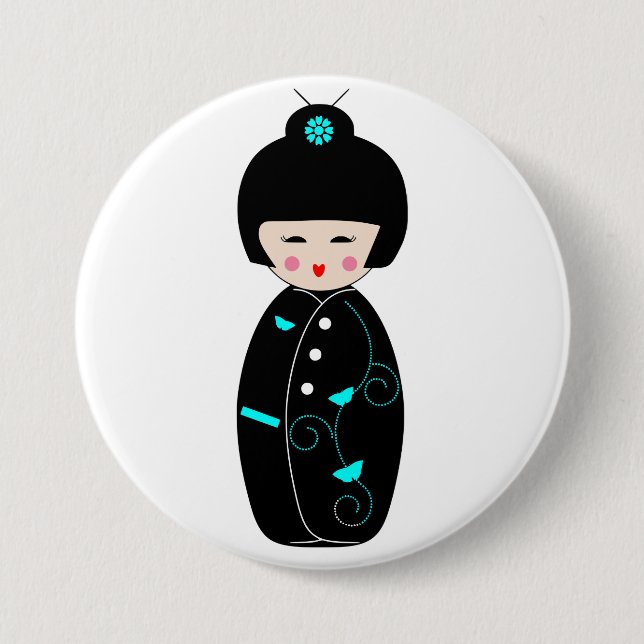 Geisha Cartoon Button (Front)