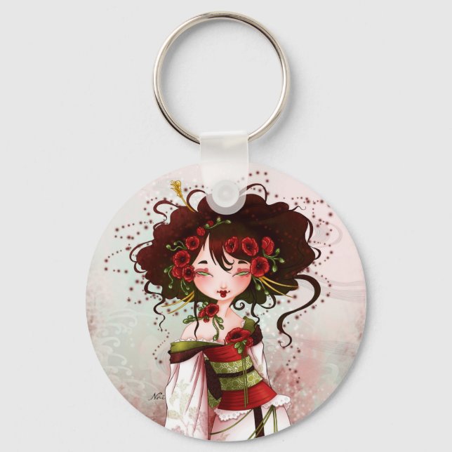 Geisha coquelicot keychain (Front)