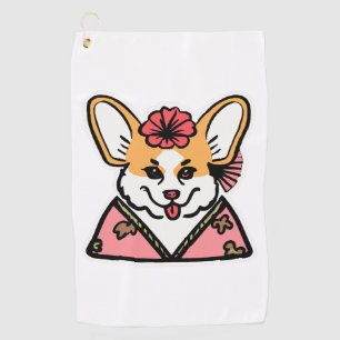 Geisha Corgi Dog Lover Welsh Golf Towel