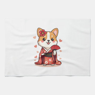 Geisha Corgi Dog Lover Welsh Kitchen Towel