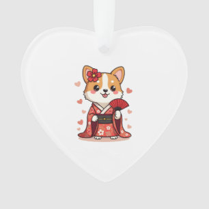 Geisha Corgi Dog Lover Welsh Ornament