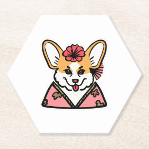 Geisha Corgi Dog Lover Welsh Paper Coaster
