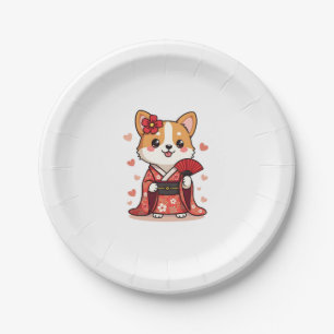 Geisha Corgi Dog Lover Welsh Paper Plate