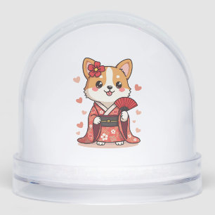 Geisha Corgi Dog Lover Welsh Snowglobe