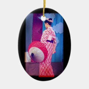 Geisha Dance Ceramic Ornament
