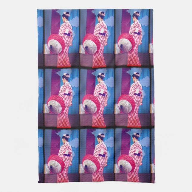 Geisha Dance Kitchen Towel (Vertical)