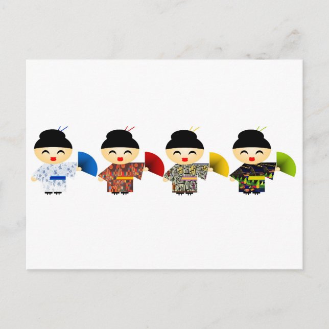Geisha Dolls Postcard (Front)