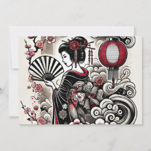 Geisha Elegance Flat Holiday Card