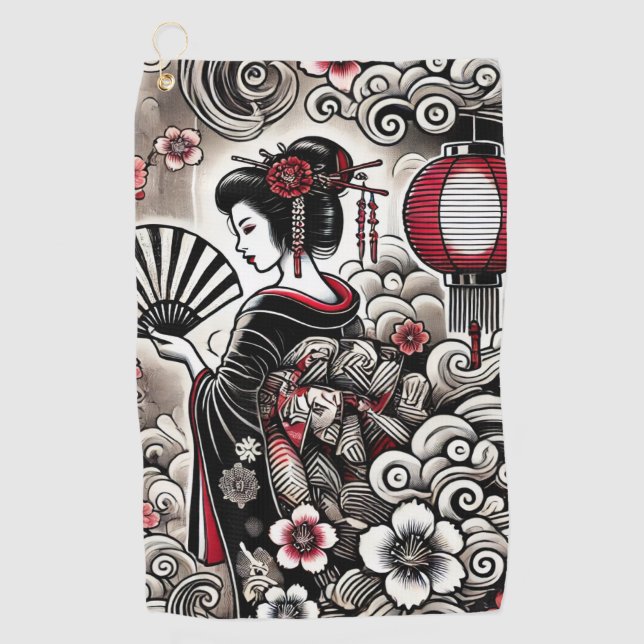 Geisha Elegance Golf Towel (Front)