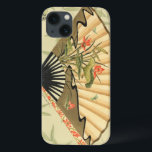 Geisha Fan with Leaves and Floral Print iPhone 13 Case<br><div class="desc">This beautiful print has a geisha fan featured prominently against a background of floating leaves. The fan also has a lovely and stylish floral design on it. Fans of Asian art should add this to their collection!</div>