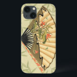 Geisha Fan with Leaves and Floral Print iPhone 13 Case<br><div class="desc">This beautiful print has a geisha fan featured prominently against a background of floating leaves. The fan also has a lovely and stylish floral design on it. Fans of Asian art should add this to their collection!</div>
