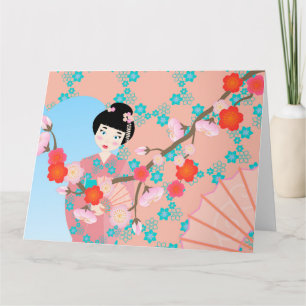 Geisha girl birthday party card