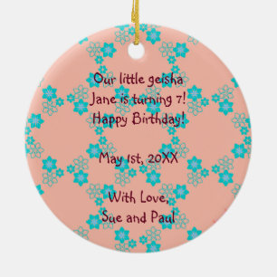 Geisha girl birthday party ceramic ornament