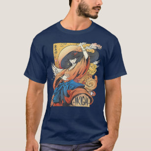 Geisha Girl Katana Sword and Tattoo of Dragon Japa T-Shirt