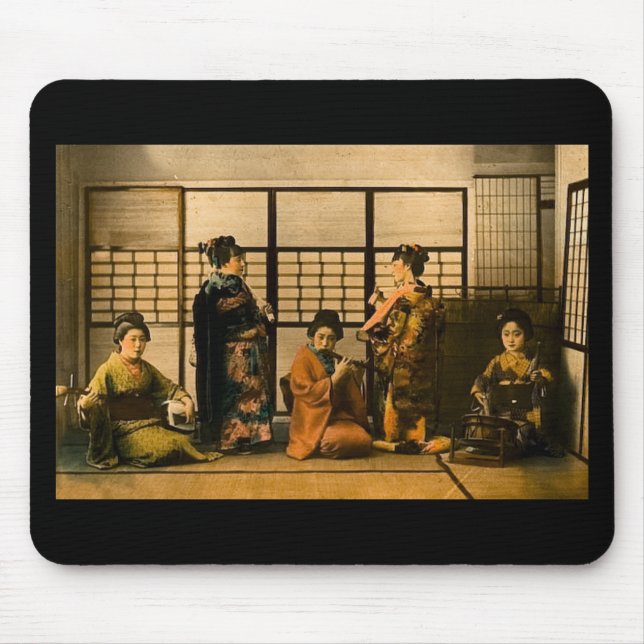 Geisha Girls Magic Lantern Slide Mouse Pad (Front)