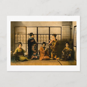 Geisha Girls Magic Lantern Slide Postcard