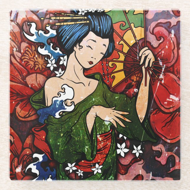 Geisha Glass Coaster (Front)