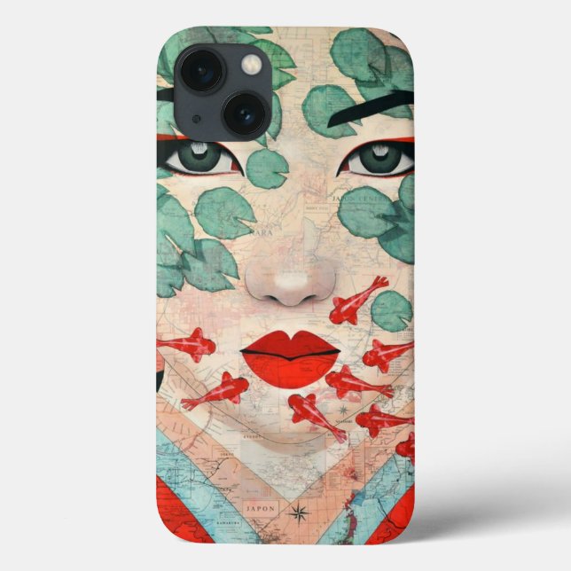 Geisha-Inspired Customizable Phone Case - Elegant (Back)