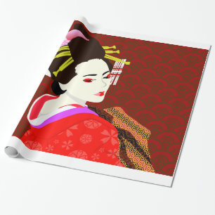Geisha Japanese style Wrapping Paper