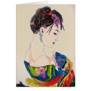 Geisha japonais avec kimono bleu