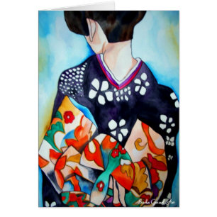 Geisha japonais avec l'art bleu d'original de