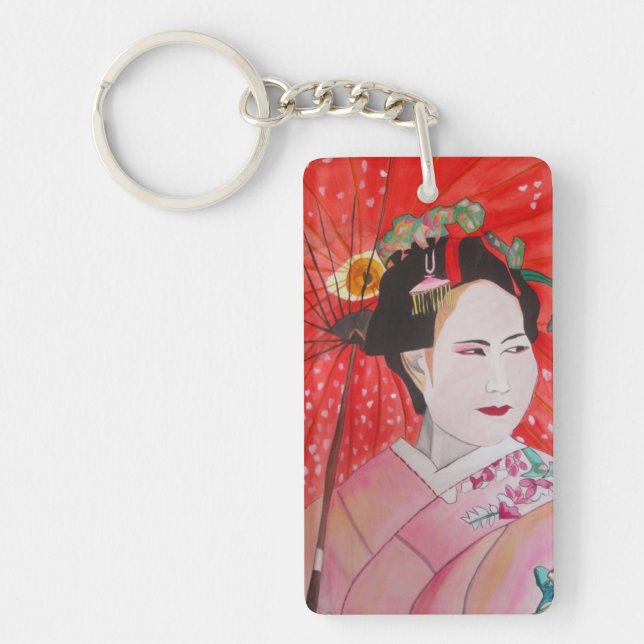 Geisha japonais avec parapluie rouge (Devant)