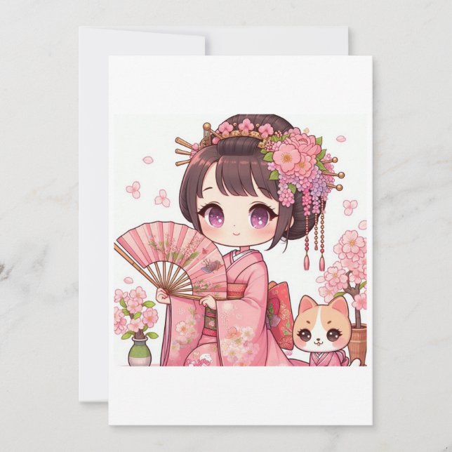 geisha kawaii invitation (Front)